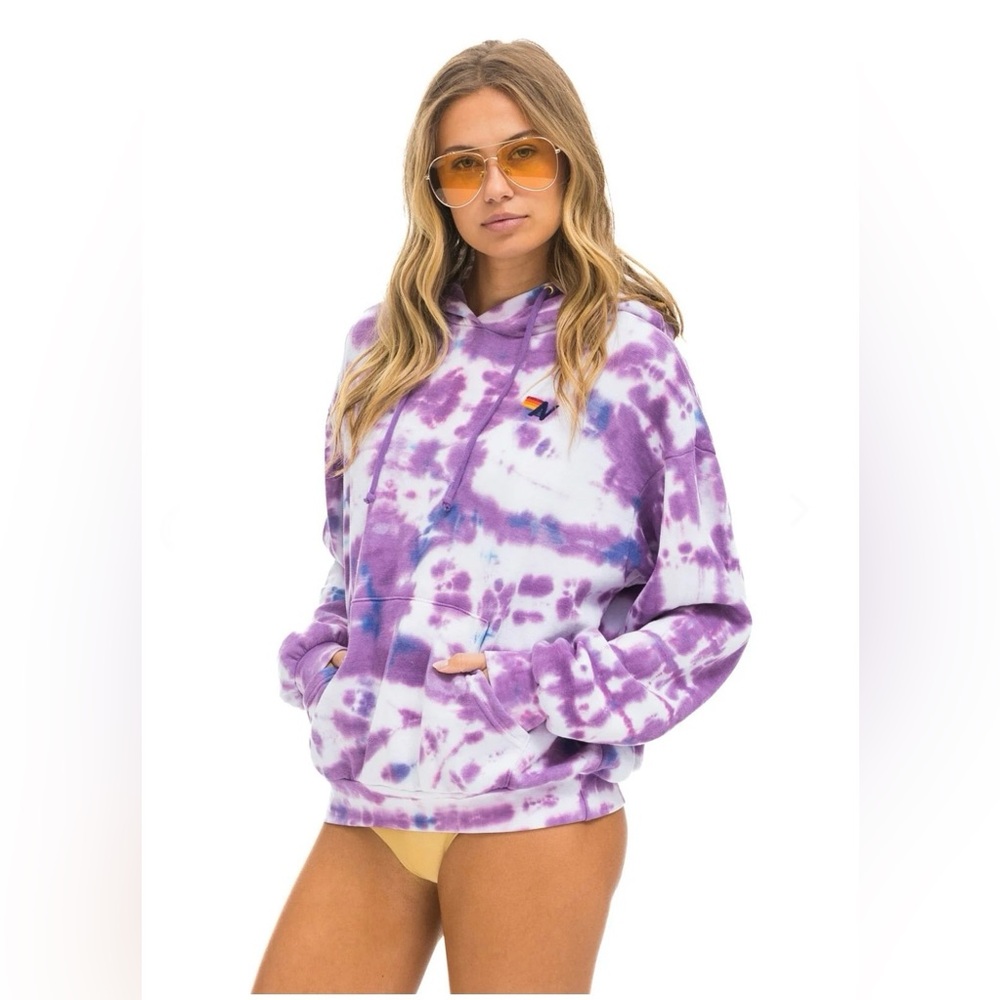 HAND DYED PULLOVER HOODIE RELAXED - TIE DYE MAGENTA